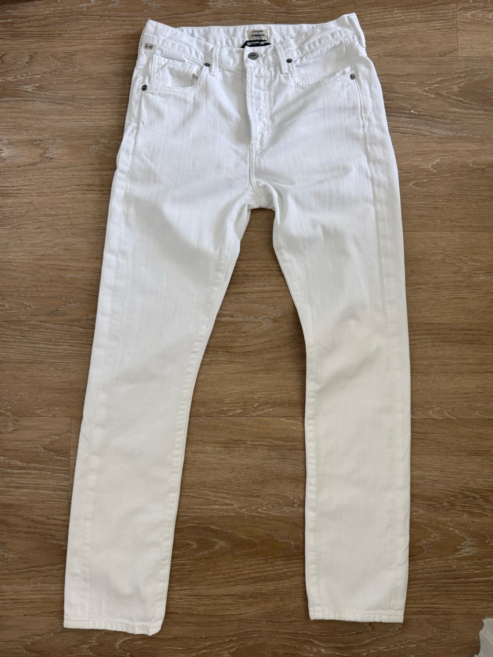 Citizens of Humanity Corey Slouchy Slim Jeans White 24 100% Cotton Button Fly